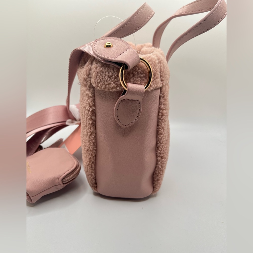 Juicy Couture Women’s Dusty Blush Sherpa  Silver Lining Mini Tote Crossbody OS - Picture 4 of 13